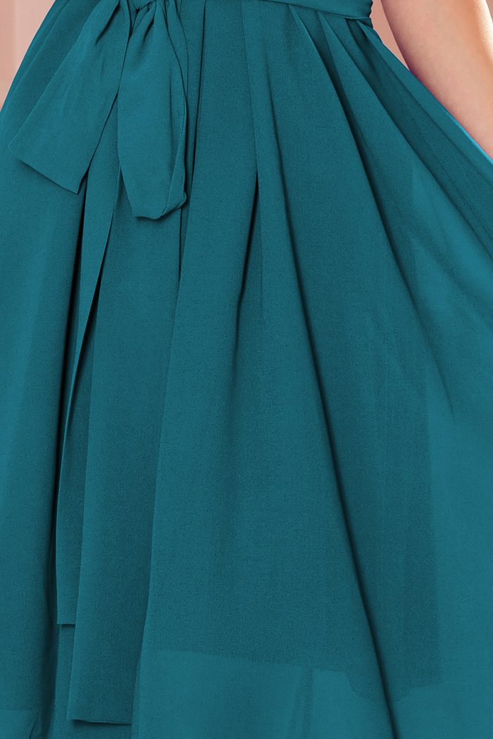 350-6 ALIZEE - szyfonowa sukienka z wiązaniem - MORSKA-5