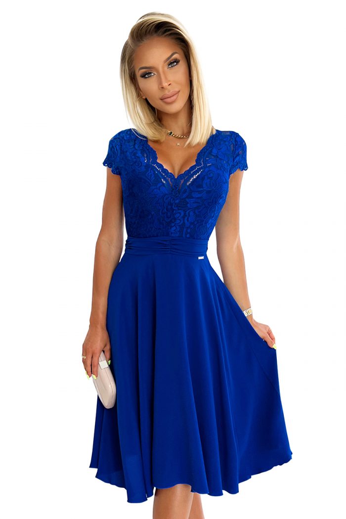 381-3 LINDA - szyfonowa sukienka z koronkowym dekoltem - CHABROWA-7